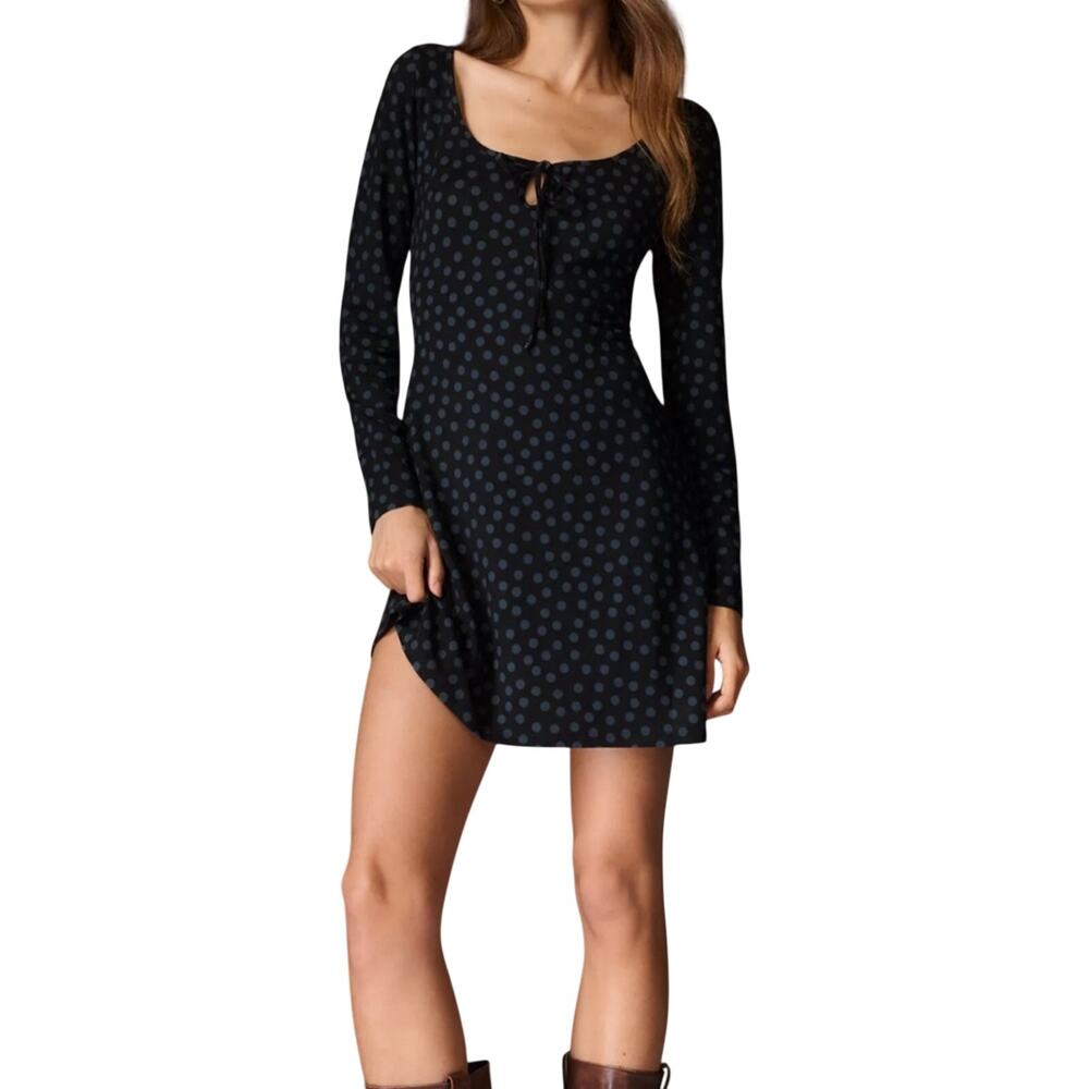 Reformation Maisie Long Sleeve Knit Mini Dress Polka Dot Women’s Size M NWT